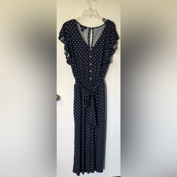 AGB Pants - AGB Navy and White Polka Dot Jumpsuit Sz. 1X